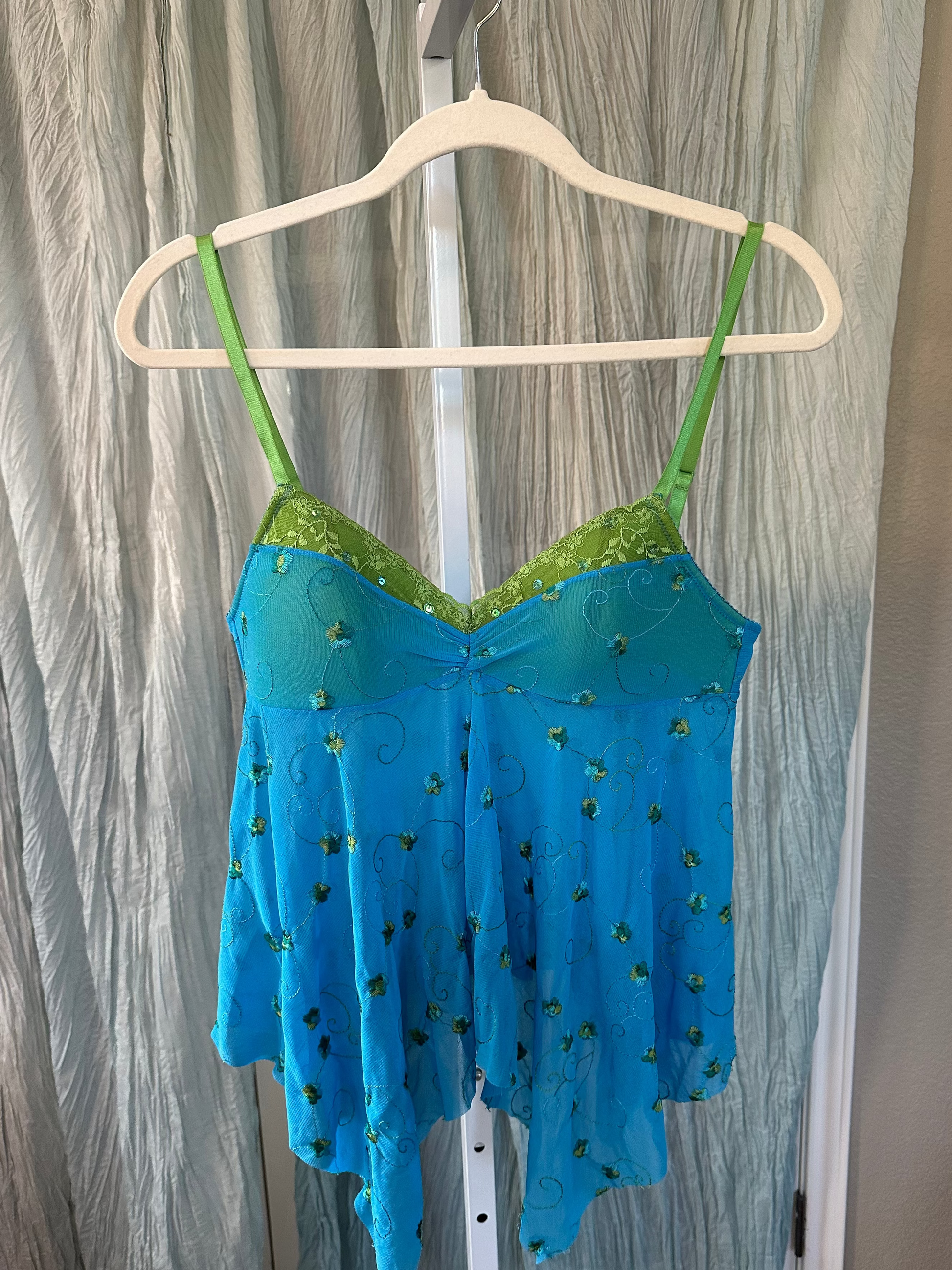 Victoria's Secret Green and Blue Floral Camisole