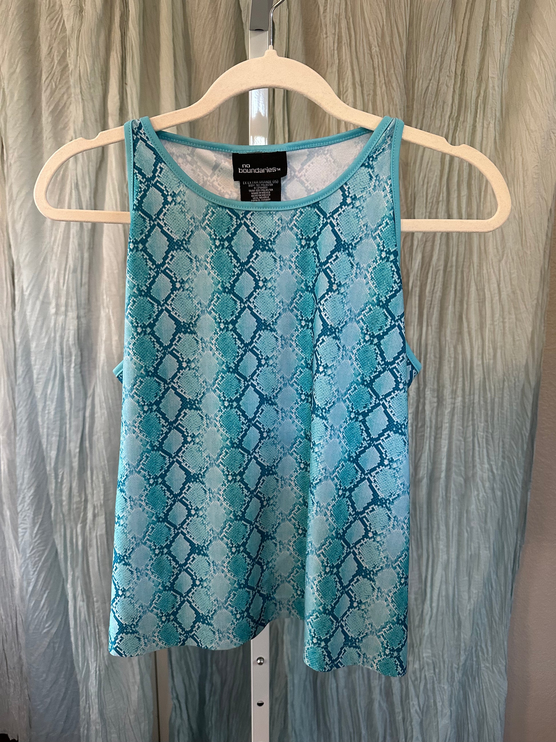 No Boundaries Blue Snakeskin Tank Top