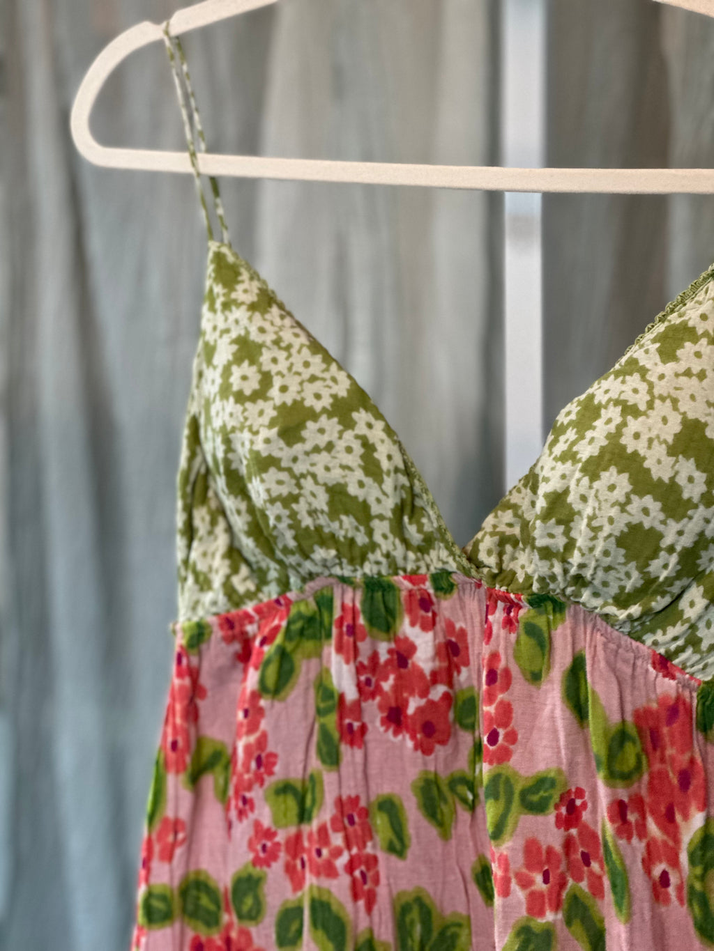 Pink & Green Floral Maxi Dress