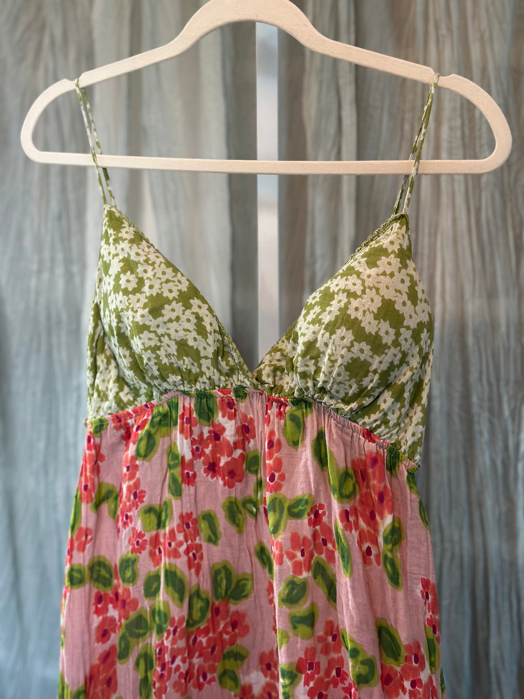 Pink & Green Floral Maxi Dress