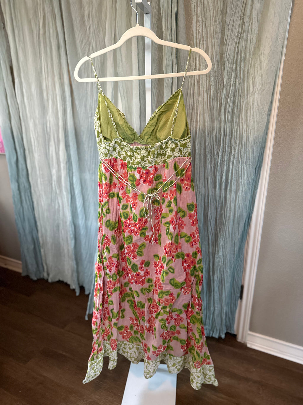 Pink & Green Floral Maxi Dress