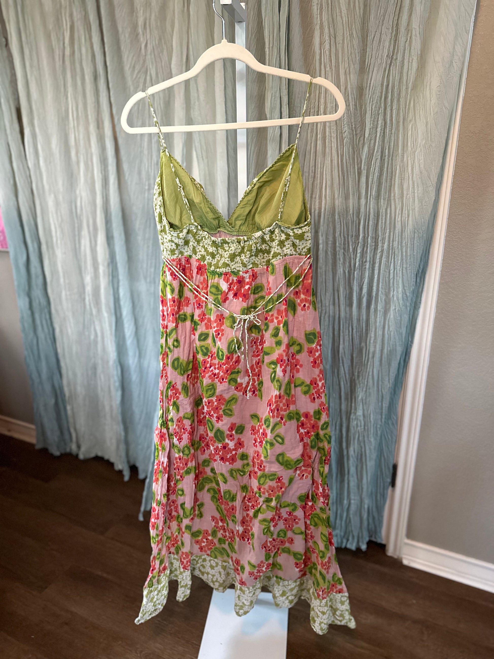 Pink & Green Floral Maxi Dress