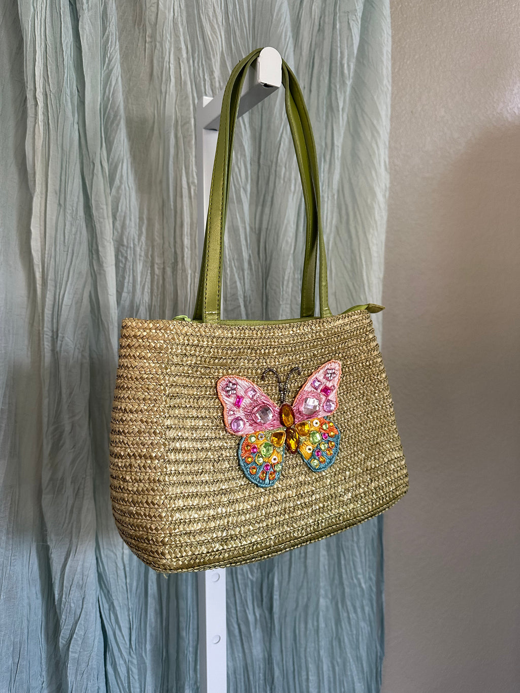 Embellished Green Butterfly Bag
