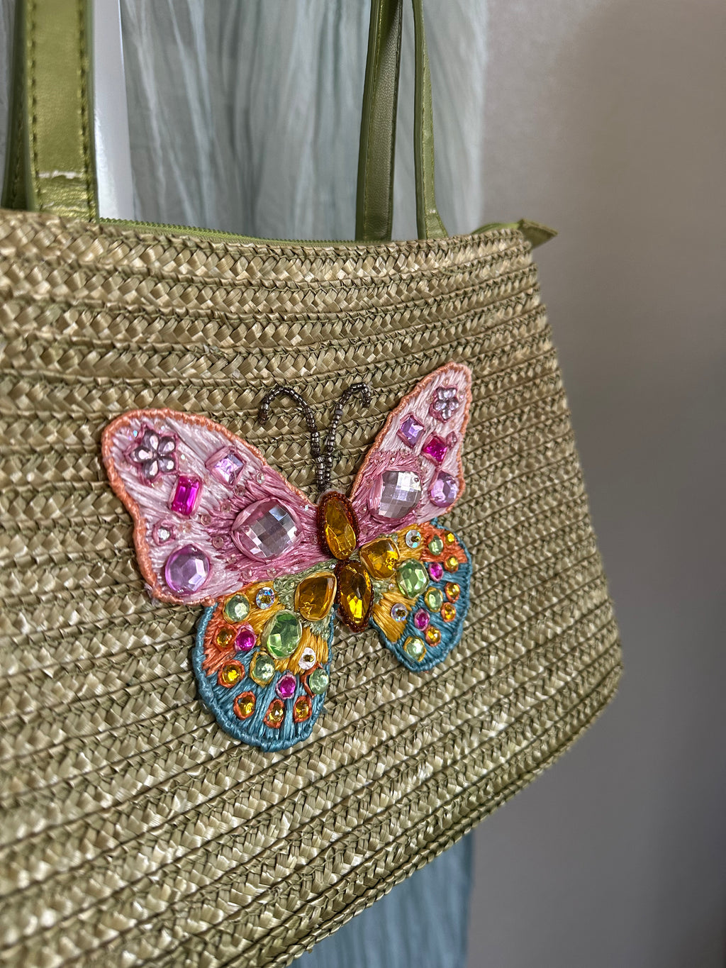 Embellished Green Butterfly Bag