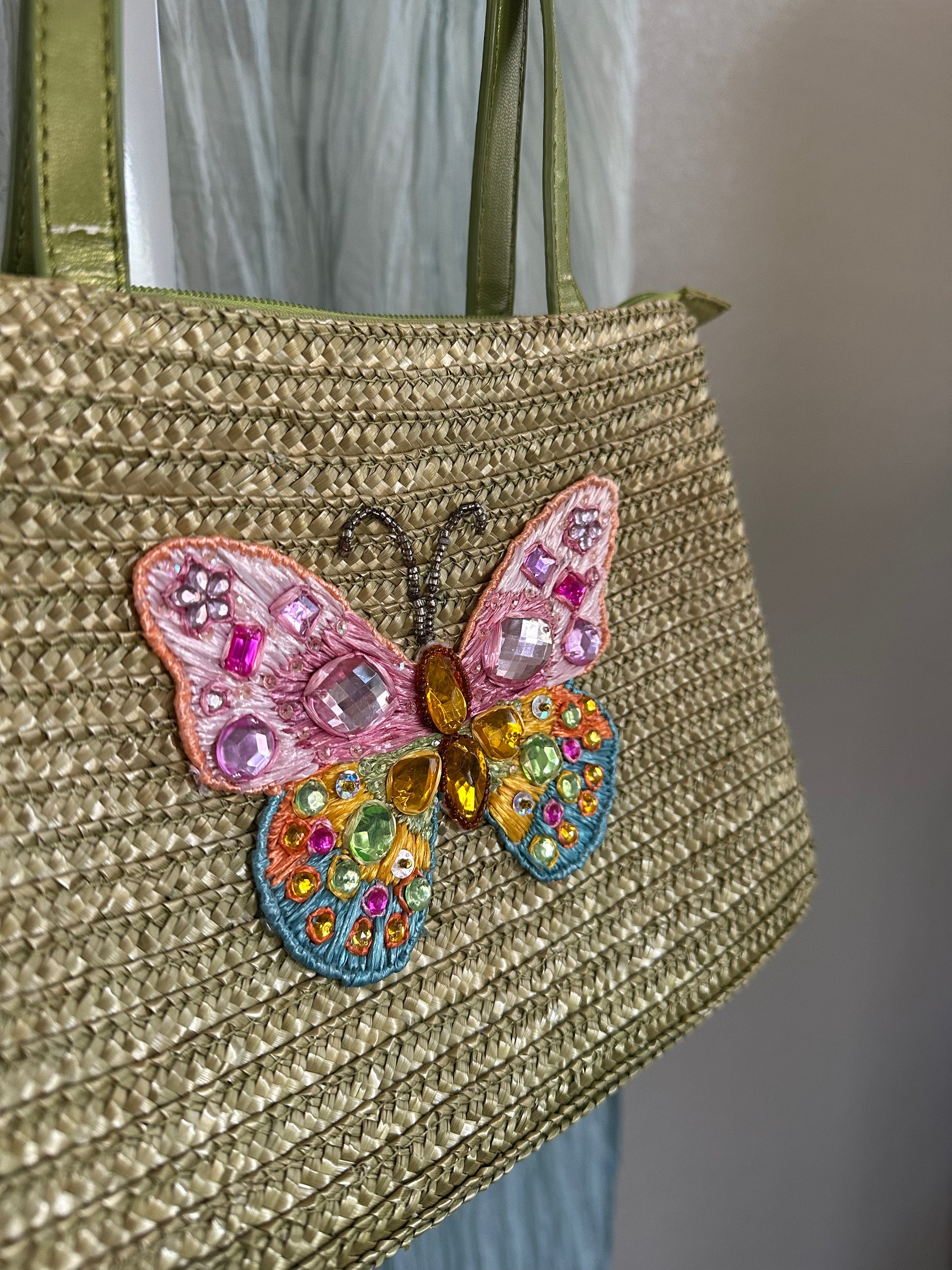 Embellished Green Butterfly Bag