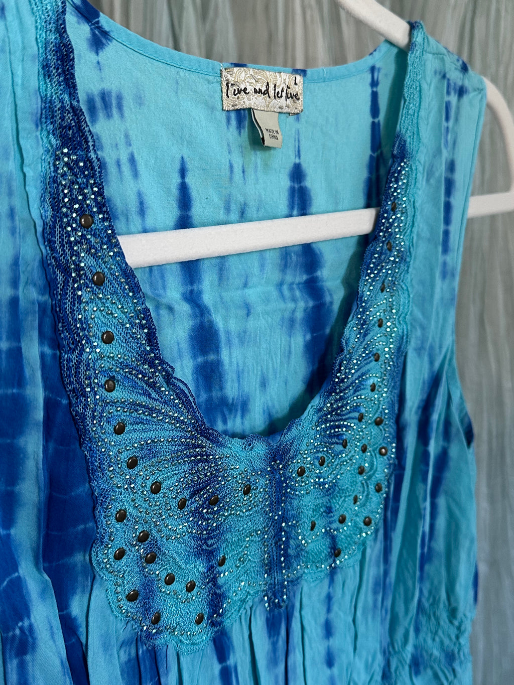 Blue Tie Dye Butterfly Top