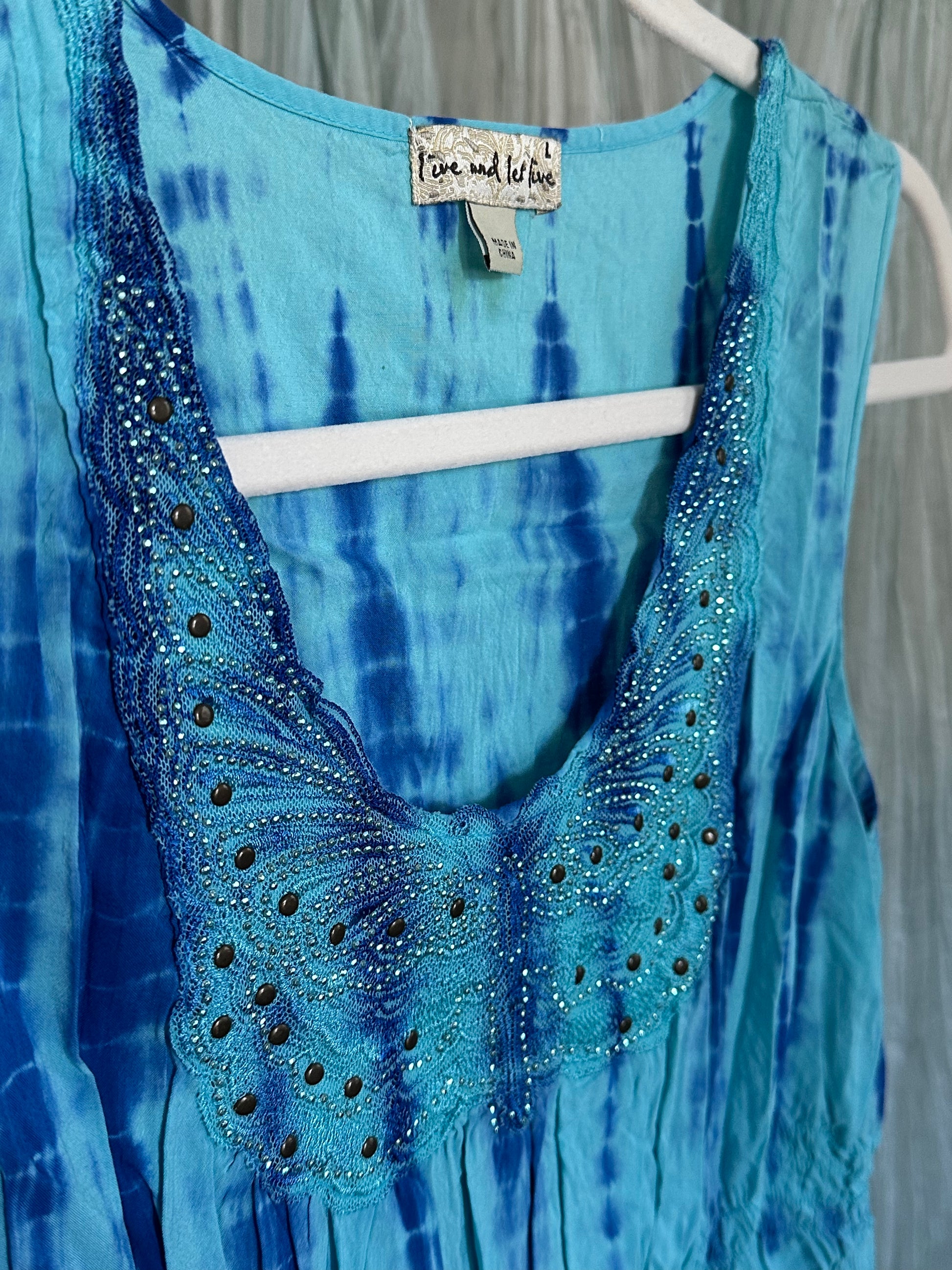 Blue Tie Dye Butterfly Top