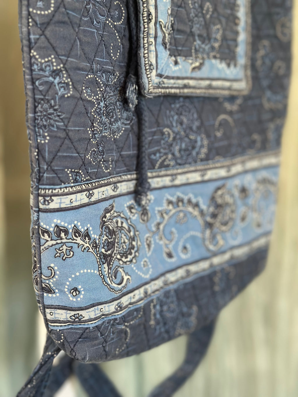 Blue Floral and Paisley Cotton Backpack