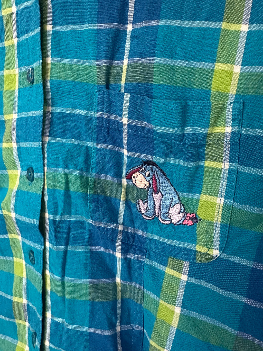 Blue Plaid Sleeveless Eeyore Top