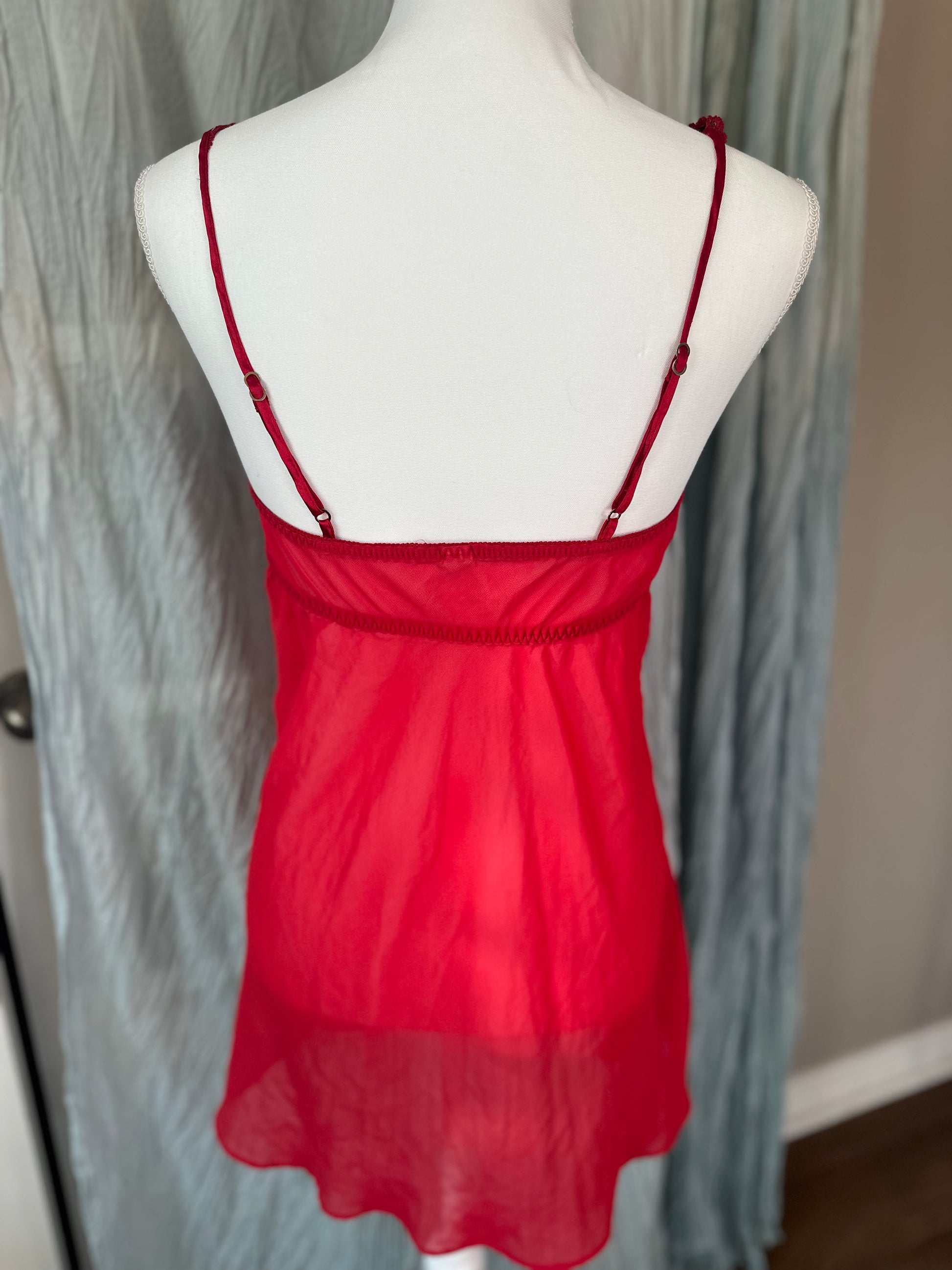 Red and Gold Embroidered Floral Lingerie Top
