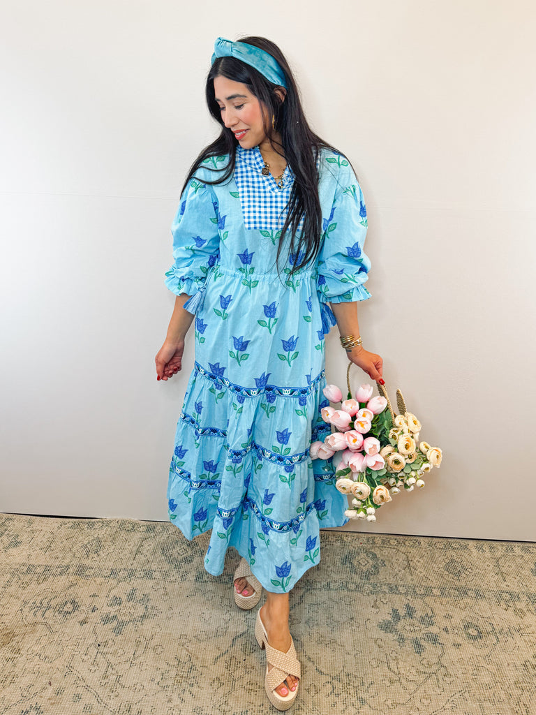 Printfresh "Tulip Bloom Coconut Cafe" Dress -- NWOT